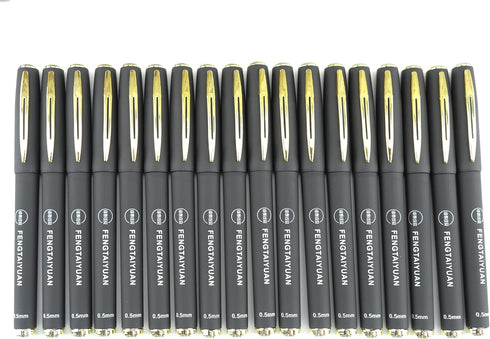 Fengtaiyuan P18, Black Gel Ink Rollerball Pens - Comfortable Non-Slip Grip, Black Ink, Extra Fine, 0.5mm, Quick-Drying Ink, 18-Piece Box (P18) by Fengtaiyuan