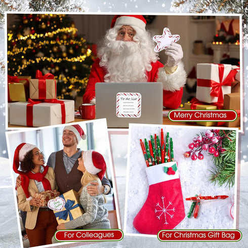 Spakon 48 Pcs Christmas Notepad Set with 24 Christmas Candy Sticky Notes and Themed Ballpoint Pens