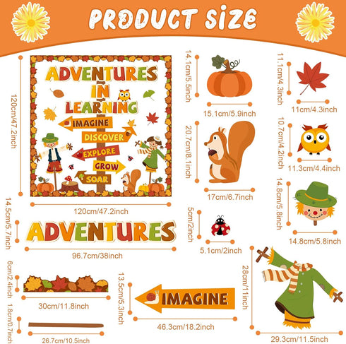 Fall Thanksgiving Bulletin Board Classroom Decorations, Adventures in Reading Pumpkin Autumn Leaves Cutout Supplies