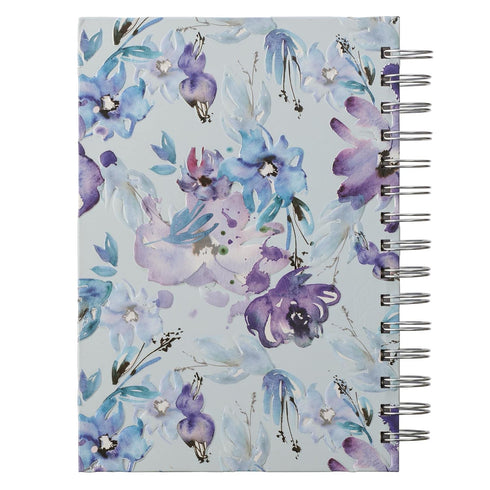 Inspirational Spiral Journal Notebook for Women It is Well With My Soul Blue/Purple Posies Floral Wire Bound w/192 Ruled Pages, Large Hardcover, With Love