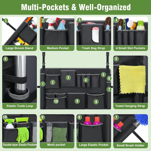 32-55 13 Commercial Duties(1PCS) Trash Can Caddy Bags Fit Gallon Garbage Bin, Garbage Bin Caddy Bag with Pockets