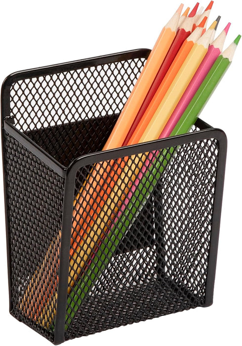 Magnetic Black Mesh Locker Cups - Magnetic Pen Holder, Strong Magnet Storage Organizer for Refrigerator, Whiteboard,
