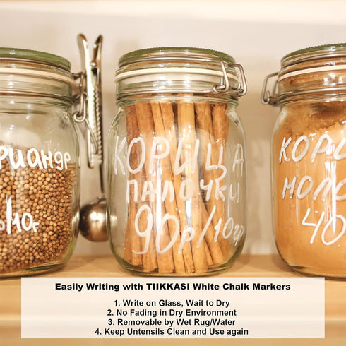 White Liquid Chalk Markers Set, 8 Pack, 6mm Reversible Thick & Chisel Tip, Wet Erase Paint Pens for Blackboard