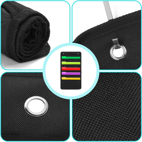 Heavy Duty 5 Pocket Door Hanging File Organizer, Black Wall Storage Pocket Charts for Classroom or Office