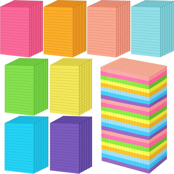 Yexiya 64 Pcs Lined Sticky Notes – Bright Assorted Colors Self Stick Notes for Home Office Products, 1920 Sheets (4 x 6