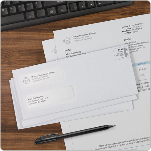 Quality Park #10 Double-Window Self-Seal Security Envelopes, 4-1/8" x 9-1/2", White, 500 Per Box