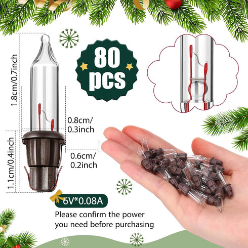 80 Count Bulbs Bulbs White,6Vx0.08A) Mudder Christmas Replacement Mini Light with Base Christmas Tree Incandescent Wire