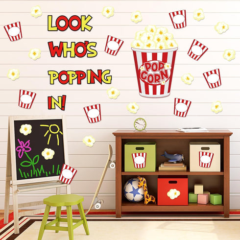 Whaline 77Pcs Popcorn Cut-Outs with 100Pcs Glue Points for DIY Craft Art School Home Party Favor Bulletin Board Decor