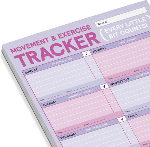 Knock Knock Movement & Exercise Tracker Notepad, Big & Sticky Fitness Tracker Pad (40 Sheets, 9.75 x 7 inches)
