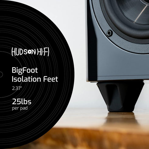 1.5” Bigfoot Isolation Feet - Non Adhesive Rubber Stoppers - 4 Pack Non-Skid Rubber Bumpers for Turntable Isolation - Anti Vibration Pads - 50 Duro