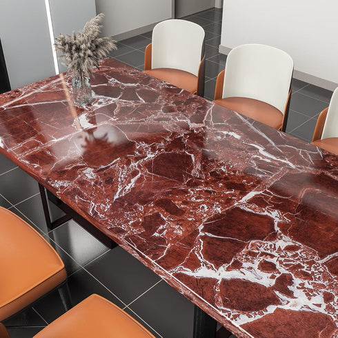 88"x15.8" Red Brown Marble Contact Paper for Countertops, Faux Granite Peel and Stick Waterproof Wallpaper