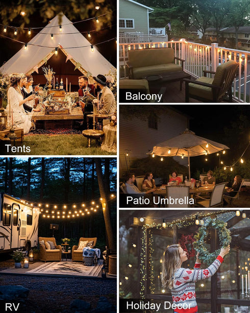 24.6Ft Lights,10 Bulbs Dimmable Holidays,2700K BRIMAX USB Powered String LED Waterproof & Shatterproof Outdoor Camping