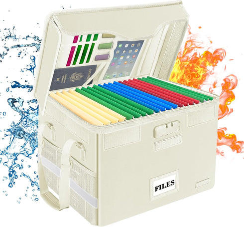 DocSafe Fireproof File Box with Lock, Portable Document Storage Organizer with Pockets for Home Office