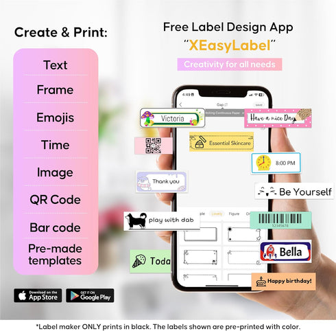 M300 Portable Thermal Sticker Printer for Bluetooth Wireless Smart Phone Label Maker, Rechargeable Inkless, Pink Round