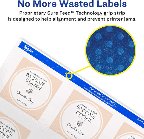Avery Printable Blank Square Labels, 120 Customizable 2" x 2" Glossy White Labels (22565)