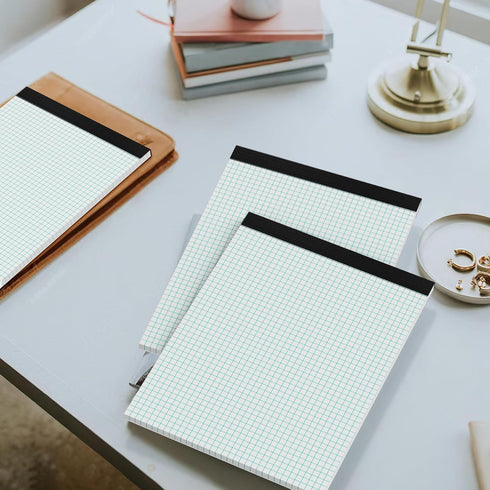 Graph Paper Pad, 8.5 x 11 Grid Paper, 12 Pack, 30 Sheets per Notepad, Graph Ruled Math Paper, Perforated Square Paper