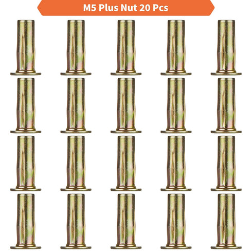 Multi-Grip Rivet Nut Installation Tool Set, Pre-Bulbed Shank, Flat Head Threaded Insert Nut Assortment Kit