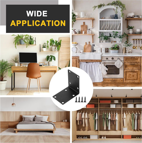 10Pcs 2.76"x2.76"x1.89" (70x70x48mm, uxcell L-Shaped Brackets Corner Brace, Corner Bracket Shelf Bracket Right Angle