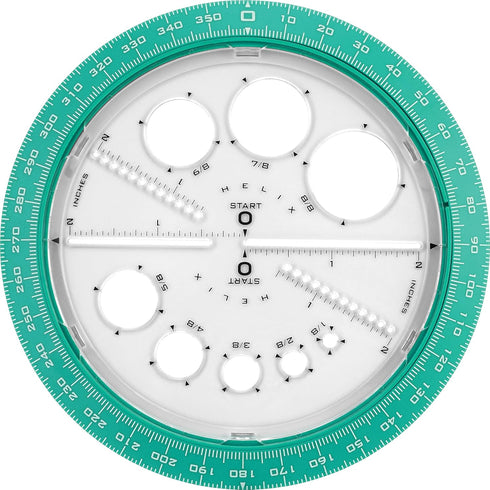 Helix Angle and Circle Maker with Integrated Circle Templates, 360 Degree, 6 Inch / 15cm, Assorted Colors