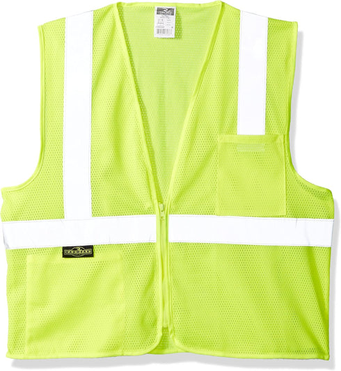 Radians SV2ZGMM Polyester Mesh Economy Class 2 High Visibility Vest, Medium, Green, Zipper Closure