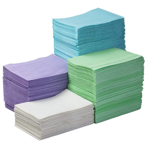 125 Pack 3-Ply 13" 18'' JMU Dental Bibs Disposable, White Dental Bibs Dentist Bibs x Medical Tray Covers