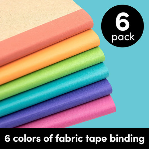 PAPERAGE 6-Pack Composition Notebook Journals, 120 Pages, Kraft Cover with Rainbow Spines, College Ruled Lined Paper, Small Size (8 in x 5.75 in) – For Home, Office or School Supplies by PAPERAGE