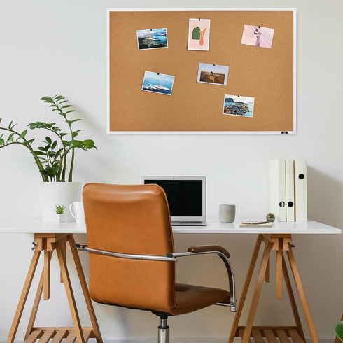 Mr. Pen Cork Board, 24”x36” - White Frame Bulletin Board for Office, Wall, Push Pin Board