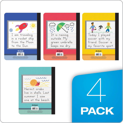 Oxford Primary Composition Notebooks, Kids Handwriting & Drawing Story Journal, Pre-K, Grades K-2, 100 Sheets/200