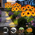 4 Pack 18 3.4 Inch Solar Garden Lights Outdoor, Solar Sunflower Lights with Head Flowers, Waterproof Flowers Light Fall