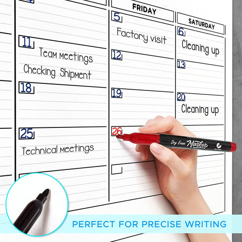 Large 36"x48" Quarterly White Board Calendar, Dry Erase Wall Calendar for 3 Month Planning with Markers and Eraser