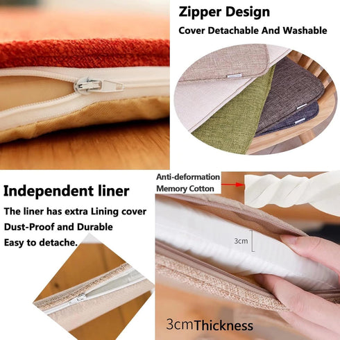 GWTYR 1 45X42 Cm Pcs Seat Cushions with Ties for Dining Chairs - Kitchen Chair Cushion with Machine Washable Cover