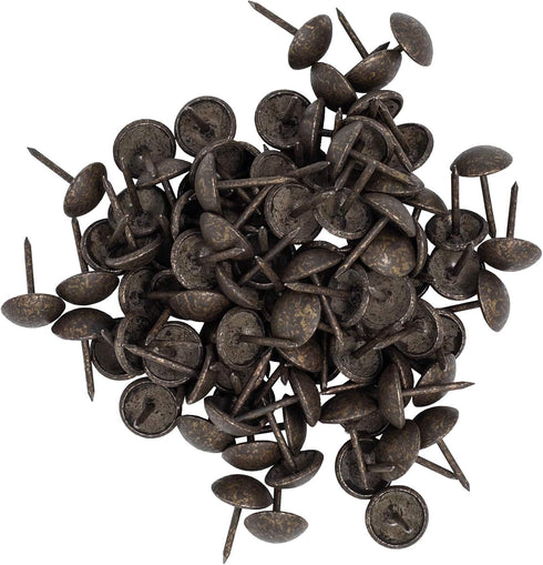 Premium Upholstery Tacks, Decorative Trim for Furniture, 7/16-inch Diameter (200, Dark Antique Brass)
