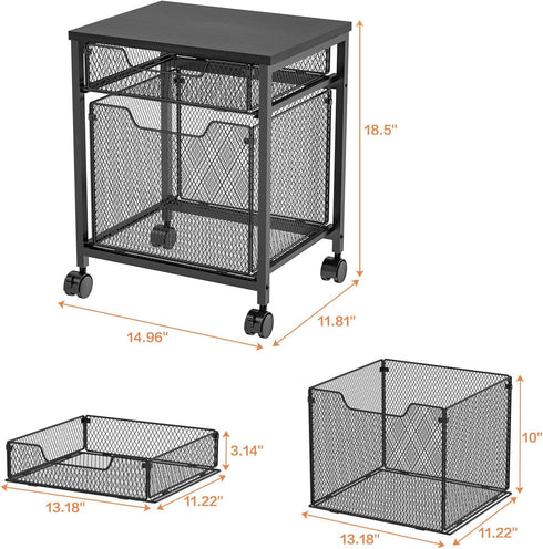 Rolling File Cabinet with Storage Drawers, Mobile Filing Cabinet on Lockable Wheels, Hanging File Organizer for Office