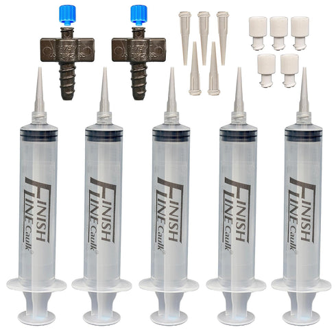 Precision Caulking Tool Kit with Storage Box & Finger Cots Refillable Caulking Syringe Applicator with Micro-Fine