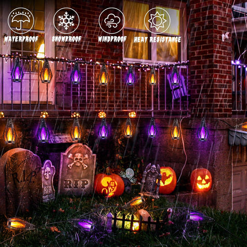 42ft 15 42ft) Flacchi Solar Flame String Lights - LED Lights Outdoor Solar String Lights for Garden Patio Halloween