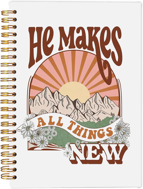 Christian Spiral Notebook, Journal for Women Men Writing, Bible Cover, 8.3×5.5 Inch