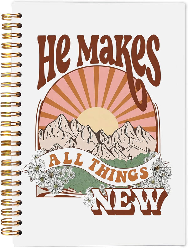 Christian Spiral Notebook, Journal for Women Men Writing, Bible Cover, 8.3×5.5 Inch