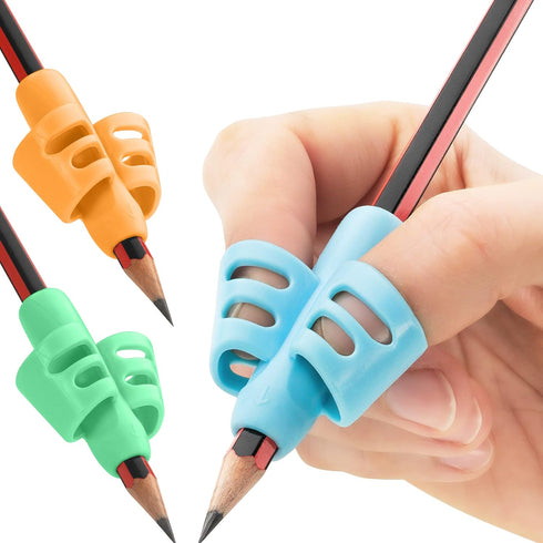 Stylo Pack of 3 Pencil Grips for Kids, Perfect Handwriting Holders for Home Schooling and Preschool Writing Tools