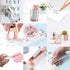 Rose Gold Desk Accessories Set, Acrylic Stapler, Tape Holder, 2 Ballpoint Pens, Scissors, Clips, 1000 Staples