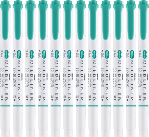Zebra Pen Mildliner Double-Ended Highlighter Marker Set, Broad and Fine Point Tips, 12-Pack, Mild Summer Green Ink