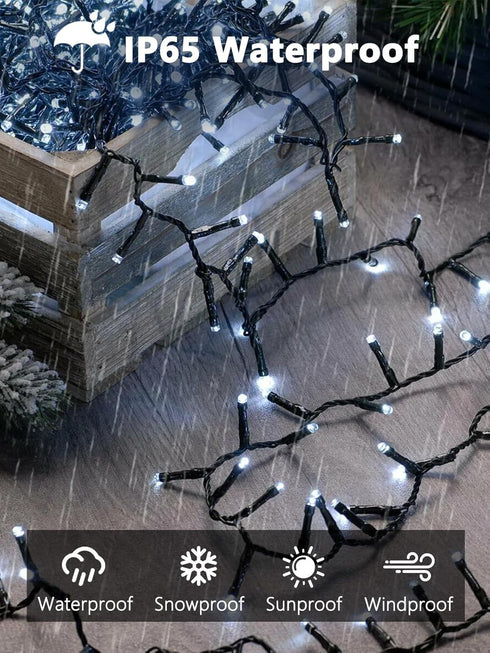 2 Pack 200 8 LED Solar String Lights for Outside, Solar Christmas Lights Outdoor with Lighting Modes, Waterproof Green