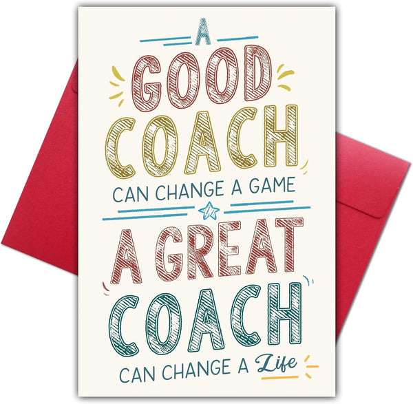 Bewoow Thank You Coach Card - Appreciation Greeting for Basketball, Soccer, Wrestling, or