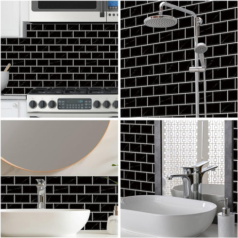 10-Sheet Sticker,12"x12" URCOLOR Back Splashes for Kitchen Peel and Stick Tile Self Adhesive Subway Wall Tiles Stick on