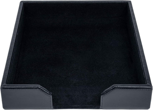 Dacasso Bonded Leather Desktop Tray Luxury Letter Holder & Paper Organizer for Desk, 13.5in x 10.5in x 2.13in, Black
