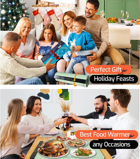 Countertop 8-Level Food Warming Mat for Electric Heating Mat for Food with Temp Control, Timer & Child Lock PI Graphene