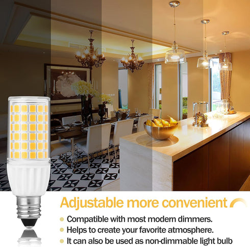 Dimmable T4 JDE11 Bulb 120V 5W 50W Bulbs T4 Fan,2-Pack LED Halogen Equivalent, Warm White Mini Candelabra Base, No