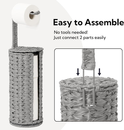 4 GRANNY SAYS Wicker Freestanding Toilet Paper Holder Stand with Storage, Modern Covered Toilet Paper Stand for Rolls