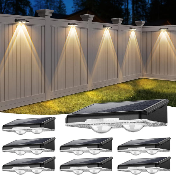 Solar Fence Lights Outdoor, 7 Fixed Colors Color Changing IP65 Waterproof Solar