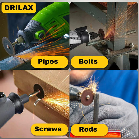 Drilax Rotary Tool Cutting Discs, 50 Pcs Cut Off Wheels, Double Fiberglass Reinforced Tool Set with 4 Mandrels