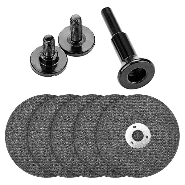 5Pcs Cut Off Wheels 3 inch with 1/4 Stem Mandrel Kit for Die Grinder - 3/8" Arbor Hole Cutting Wheel for Metal